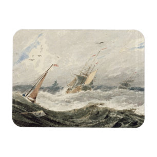 Íman Barcos em um mar tormentoso (w/c sobre a grafite