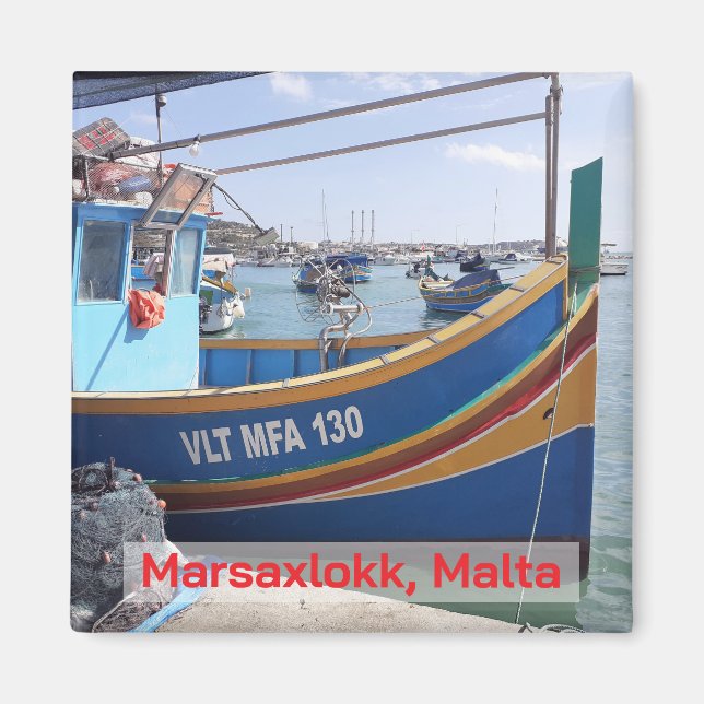 Íman Barcos Marsaxlokk Tradicionais, Souvenir Malta (Frente)