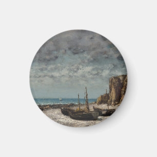 Íman Barcos numa Praia, Étretat – Gustave Courbet