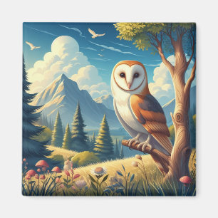 Íman Barn Owl Na Natureza Magnet