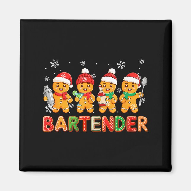 Íman Bartender Job Group Santa Gingerbreads Xmas Cookie (Frente)