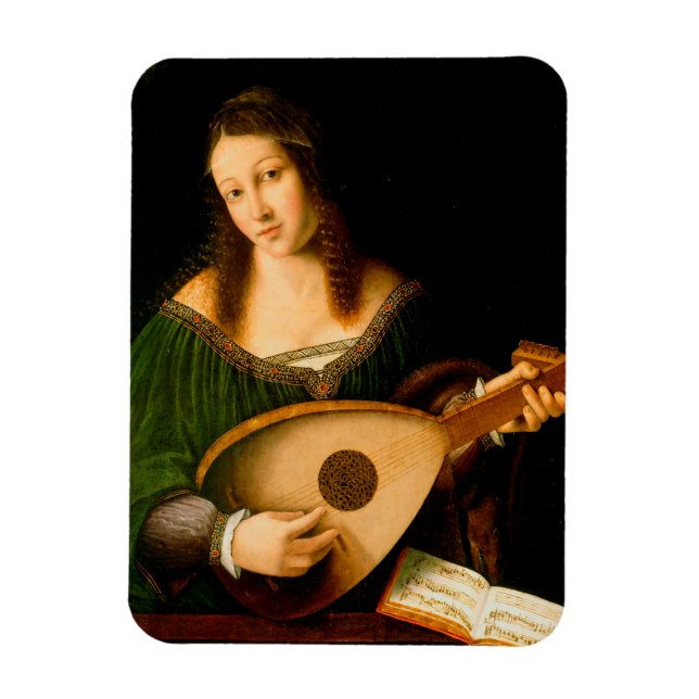 Íman Bartolomeo Veneto Lady Playing Lute Portrait Art (Vertical)