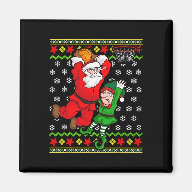 Íman Basball Santa Claus Slam Dunk Elf Ugly Christma (Frente)