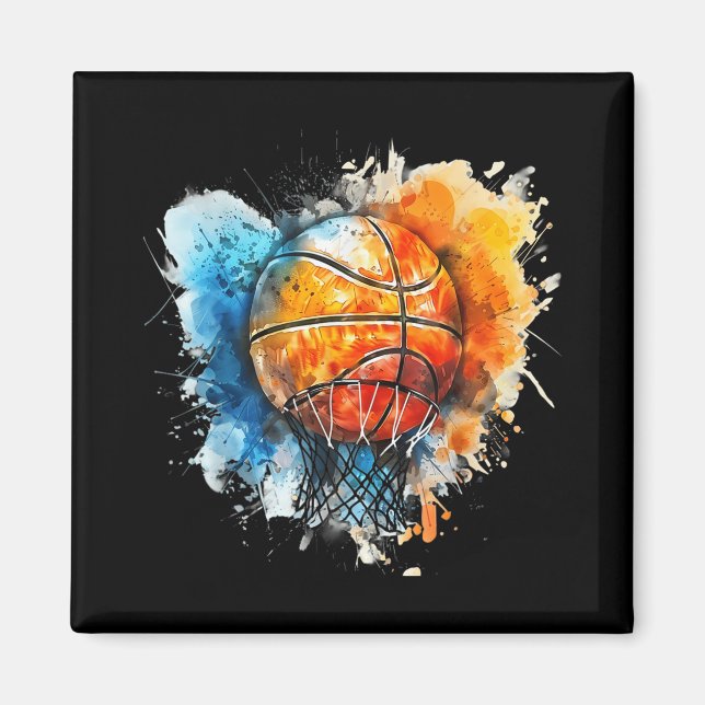 Íman Basbol - Cores Aquáticas - Basquete de Desenho Col (Frente)