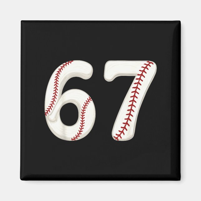 Íman Baseball 67 Número Engraçado Seis Sete Gen Alpha M (Frente)