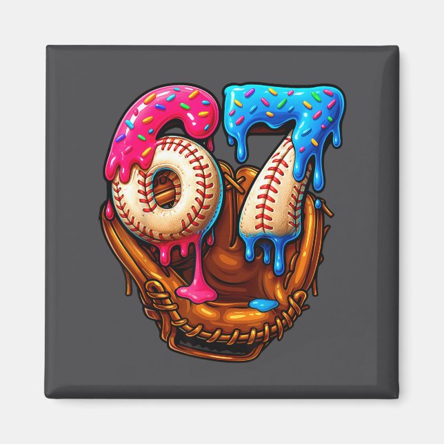 Íman Baseball 67 Six Seven Funny 6 7 Meme Gen Alpha Mem (Frente)