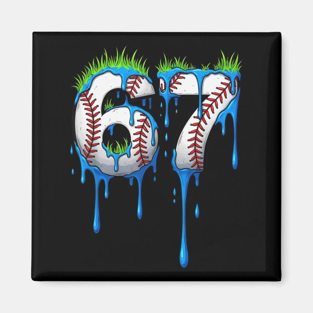 Íman Baseball 67 Six Seven Funny Gen Alpha Meme Blue Dr (Frente)
