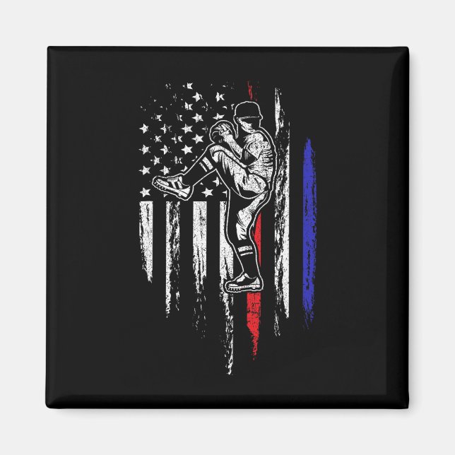 Íman Baseball American Flag Pitcher Usa Pitcher 4th Of (Frente)