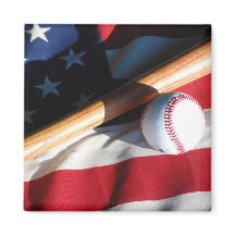 Baseball, Bat e Magnet de Bandeiras Americanas