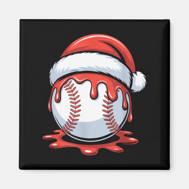 Íman Baseball Christmas Santa Hat Dripng Festive Holida (Frente)