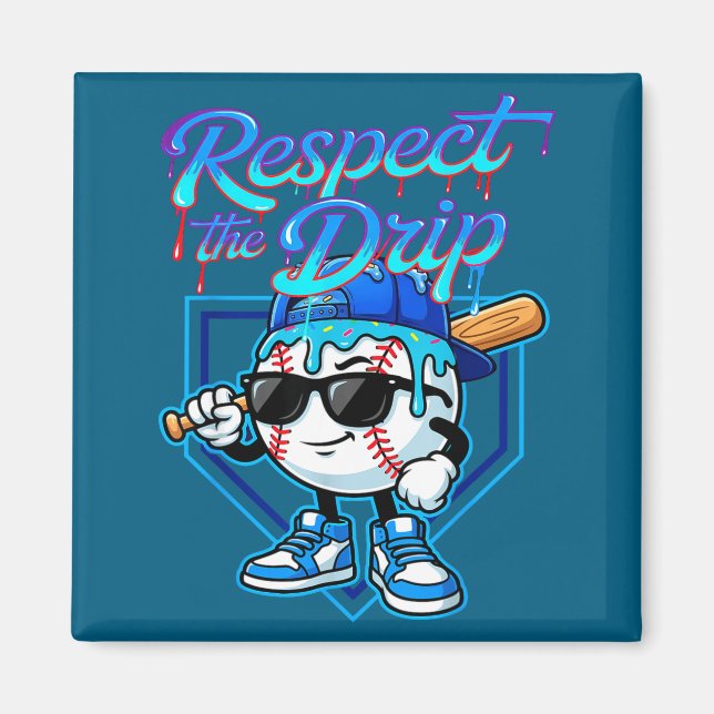 Íman Baseball Drip Ice Cream Respect The Drip Home Plat (Frente)