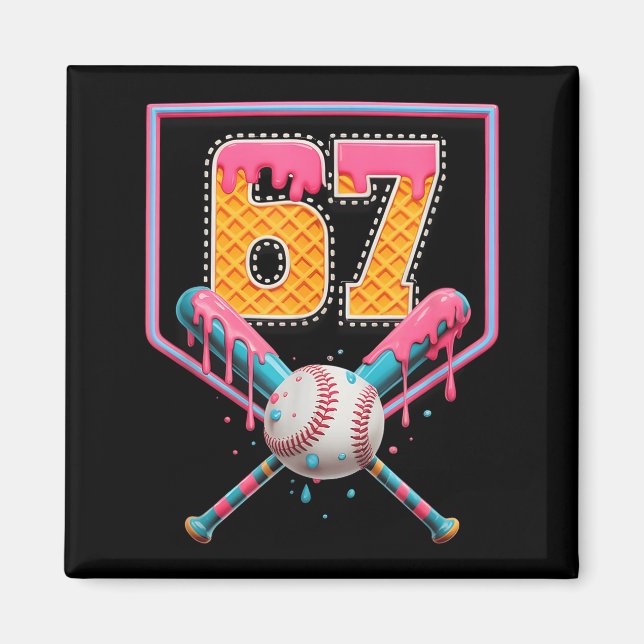 Íman Baseball Drip Number 67 Fun Six Seven 6 7 Meme Des (Frente)