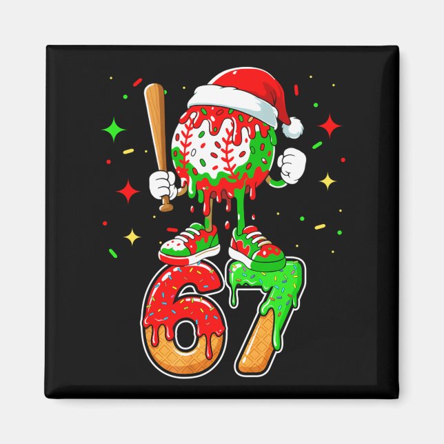 Íman Baseball Drip Number 67 Meme Ice Cream Dripng Chri (Frente)
