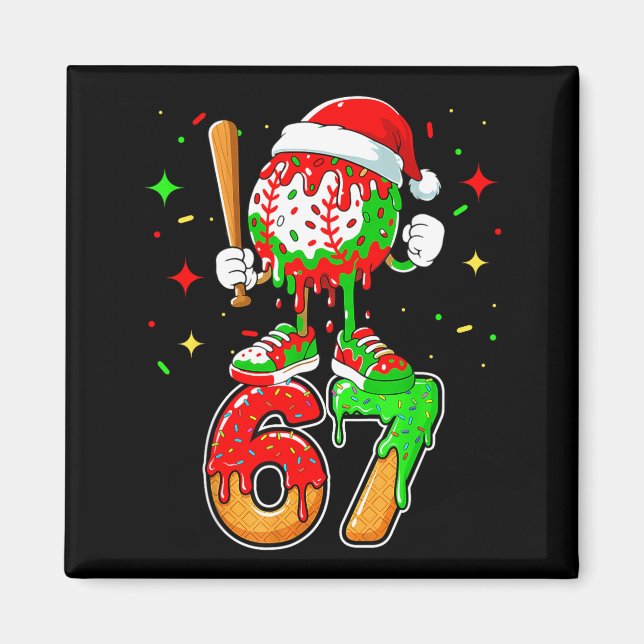Íman Baseball Drip Number 67 Meme Ice Cream Dripng Chri (Frente)