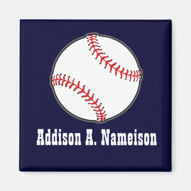 Íman Baseball em Marinho Blue Name  (Frente)