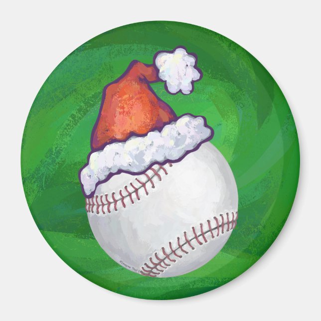 Íman Baseball em Santa Hat em verde (Frente)