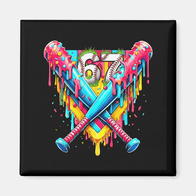 Íman Baseball Ice Cream Drip Number 67 Player 67th Birt (Frente)