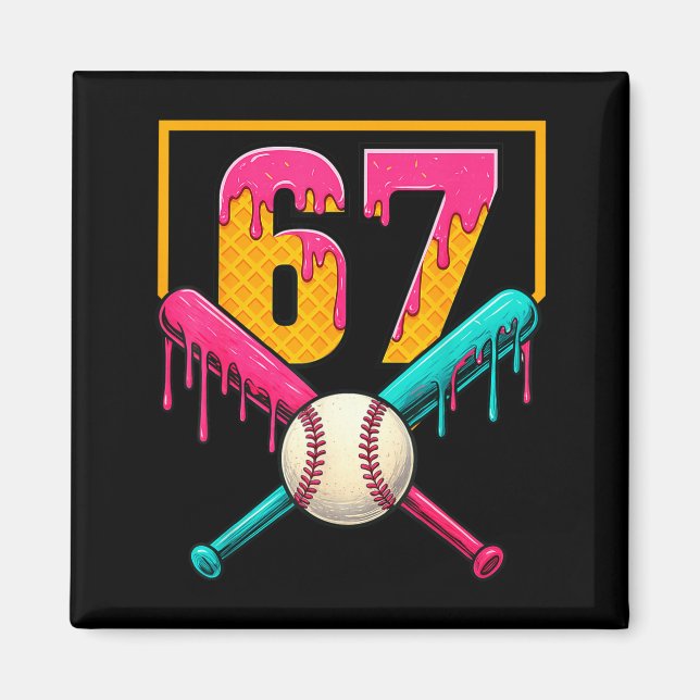 Íman Baseball Ice Cream Drip Number 67 Player 67th Birt (Frente)