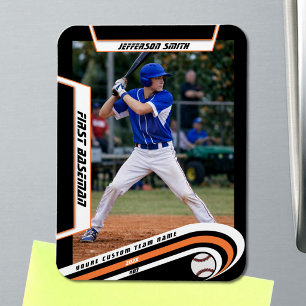 Íman Baseball Lembranças Laranja Preto Personalizado