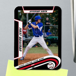 Íman Baseball Lembranças Vivo Vermelho Preto Personaliz