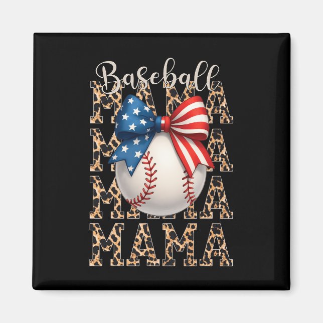 Íman Baseball Mama Game Day Baseball Usa 4 De Julho Mo (Frente)