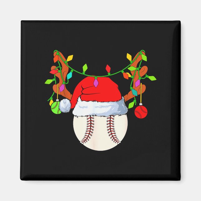 Íman Baseball Reindeer Santa Hat Christmas  (Frente)