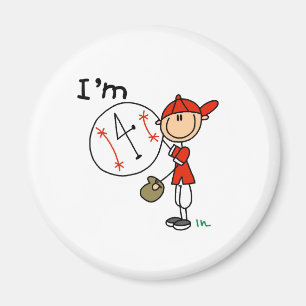 Íman Basebol de Menino Eu Tenho 4 Anos
