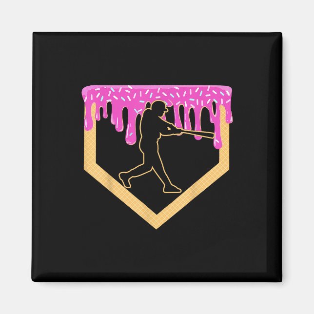 Íman Basebol Sorvete de Placa Inicial de Beisebol (Frente)