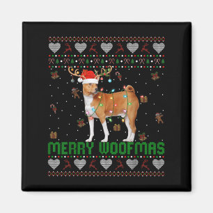 Íman Basenji Dog Christmas Luz Feia Doce Xmas Paj