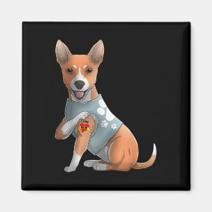 Íman Basenji I Love Mamãe Tatuagem Camiseta de cão Mães