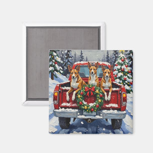 Íman Basenji Natal Caminhão Vermelho Férias