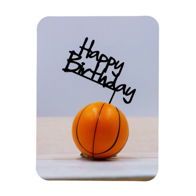 Íman Basquete com Feliz Aniversário sobre fundo branco (Vertical)