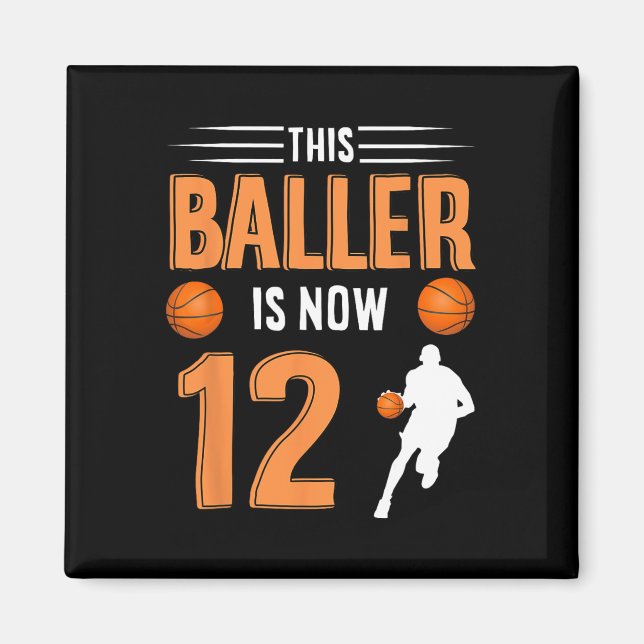 Íman Basquete de Aniversário de 12 - Este Chamador Tem  (Frente)
