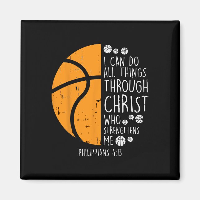 Íman Basquete Eu Posso Fazer Coisas Bíblia Verso Deus J (Frente)