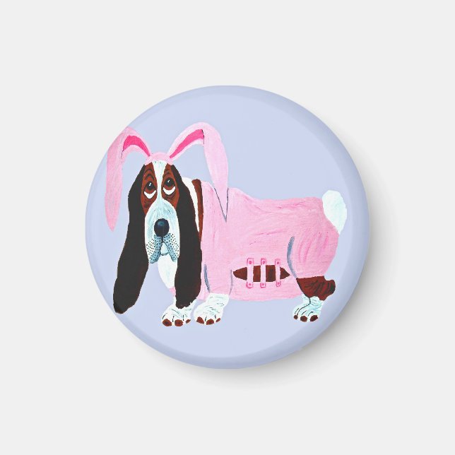 Íman Basset Hound de terno de coelho (Frente)