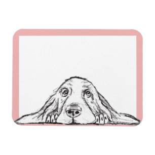 Íman basset hound preto branco simples olhos de cachorr