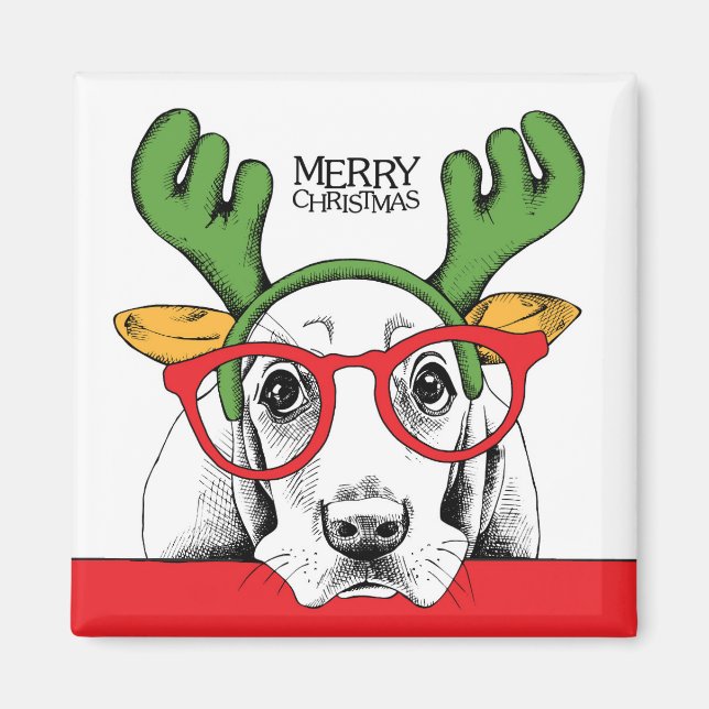 Íman Basset Hound Reindeer (Frente)