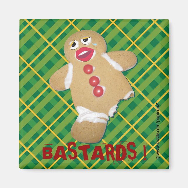 Íman 'BASTARDS!' gingercake man biscoito humorístico pi (Frente)