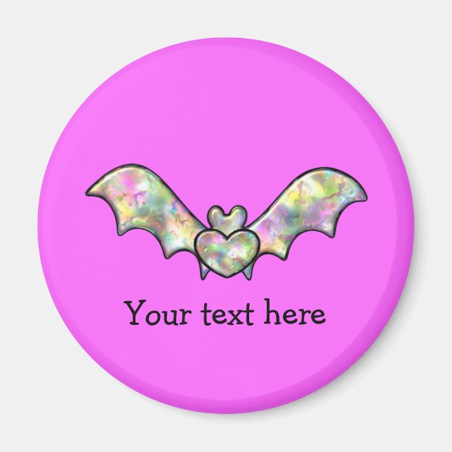 Íman Bat E Coração Rosa Do Halloween (Frente)