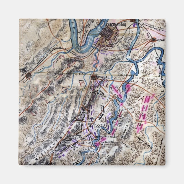 Íman Batalha de Chickamauga - Mapa Panorâmico da Guerra (Frente)