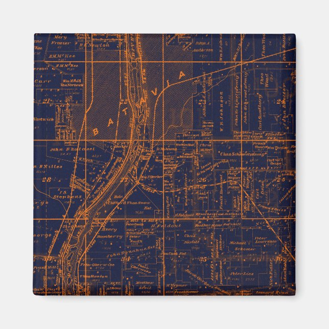 ÍMAN BATAVIA ILLINOIS 1871 MAP FOX RIVER VALLEY (Frente)