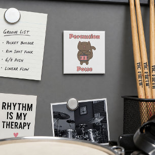 Íman Bateria de Gatinho Fofo Cartunista de Percussão Mú