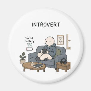 Íman Bateria Social de Introvertido 1% Meme de Introver