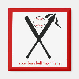 Íman Baterias cruzadas de baseball e boné preto, vermel