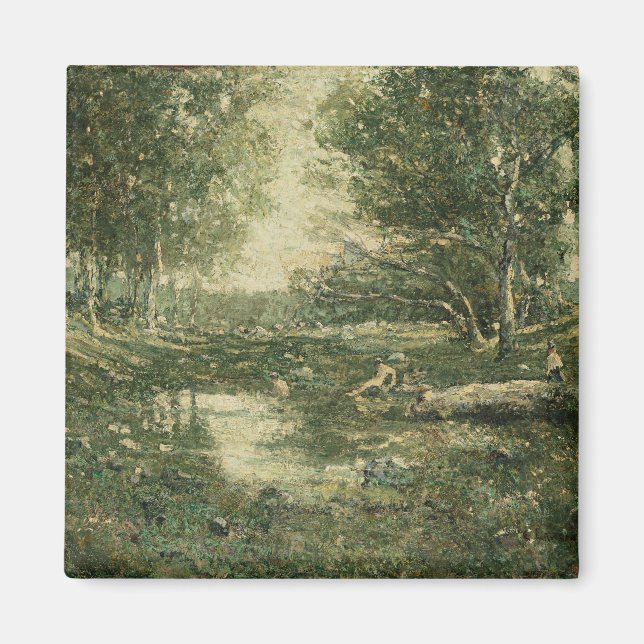 Íman Bathers in Green Woodland Landscape (Arte Vintage) (Frente)