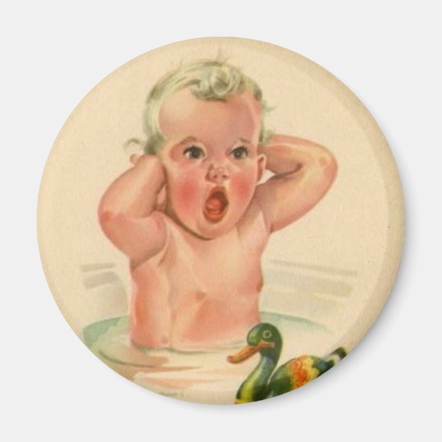 Íman Bathtub Baby and Duck Vintage Magnet (Frente)