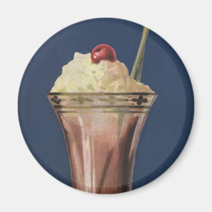 Íman Batido de Sorvete Antigo, Creme Chantilly e Cereja