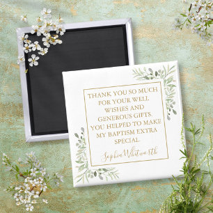 Íman Batismo Christening Greenery Obrigado