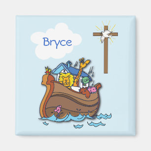 Íman Batismo de Bebê de Arca de Noah Personalizável,