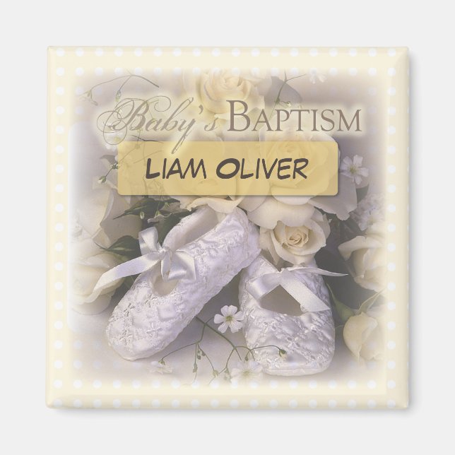 Íman Batismo de Bebê Neutro, Nome Personalizável, Liam (Frente)